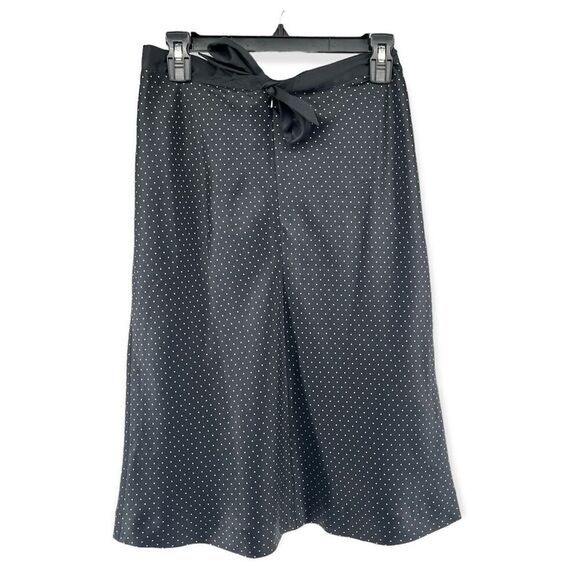 Banana Republic Women’s 100% Silk Black Polka Dot Tie Waist Skirt Size 4 - Picture 8 of 8